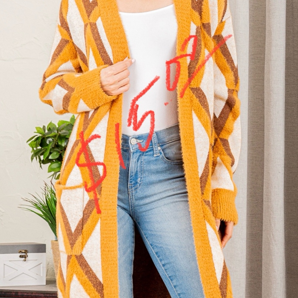 Geometric Patterned Cardigan Sweater